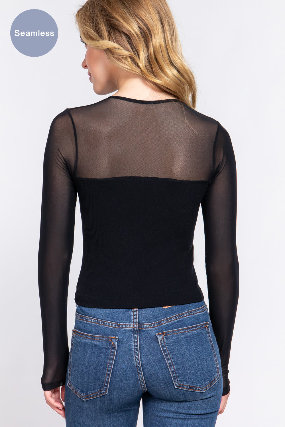Blusa manga larga con transparencia