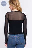 Blusa manga larga con transparencia
