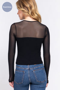 Blusa manga larga con transparencia