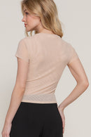 Blusa Semitransparente de Manga Corta