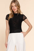 Blusa Semitransparente de Manga Corta
