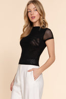 Blusa Semitransparente de Manga Corta