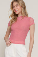 Blusa Semitransparente de Manga Corta