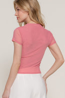 Blusa Semitransparente de Manga Corta