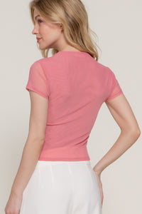 Blusa Semitransparente de Manga Corta