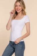 Blusa de Cuello Cuadrado y Manga Corta