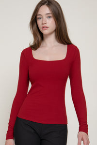 Blusa acanalada cuello cuadrado