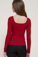 Blusa acanalada cuello cuadrado