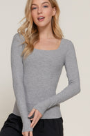 Blusa manga larga escote cuadrado