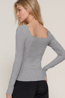 Blusa manga larga escote cuadrado