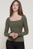 Blusa acanalada cuello cuadrado