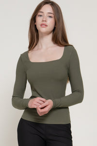 Blusa acanalada cuello cuadrado