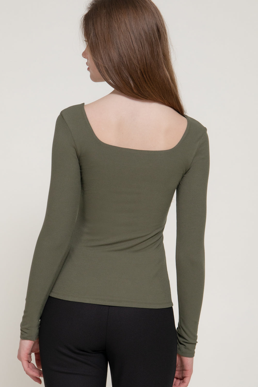 Blusa acanalada cuello cuadrado