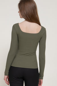 Blusa acanalada cuello cuadrado