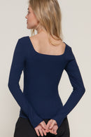 Blusa manga larga escote cuadrado