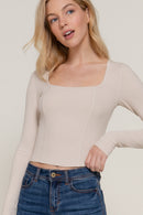 Blusa manga larga escote cuadrado