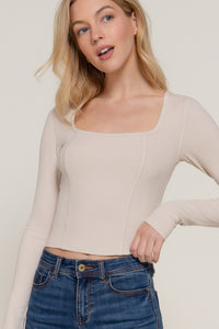 Blusa manga larga escote cuadrado