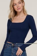 Blusa manga larga escote cuadrado