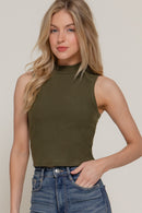 Top Sin Mangas Corte Crop para Mujer