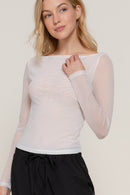 Blusa Mesh Manga Larga Transparente para Mujer