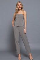 Corset Strapless con Botones al Frente