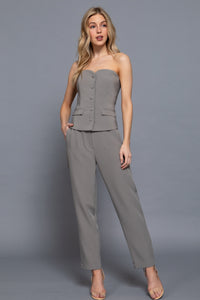 Corset Strapless con Botones al Frente