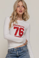 Blusa Manga Larga Estilo Deportivo con Estampado "Brooklyn 76"