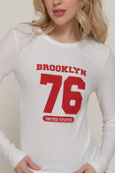 Blusa Manga Larga Estilo Deportivo con Estampado "Brooklyn 76"