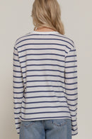 Blusa de Rayas Manga Larga Blanco con Negro
