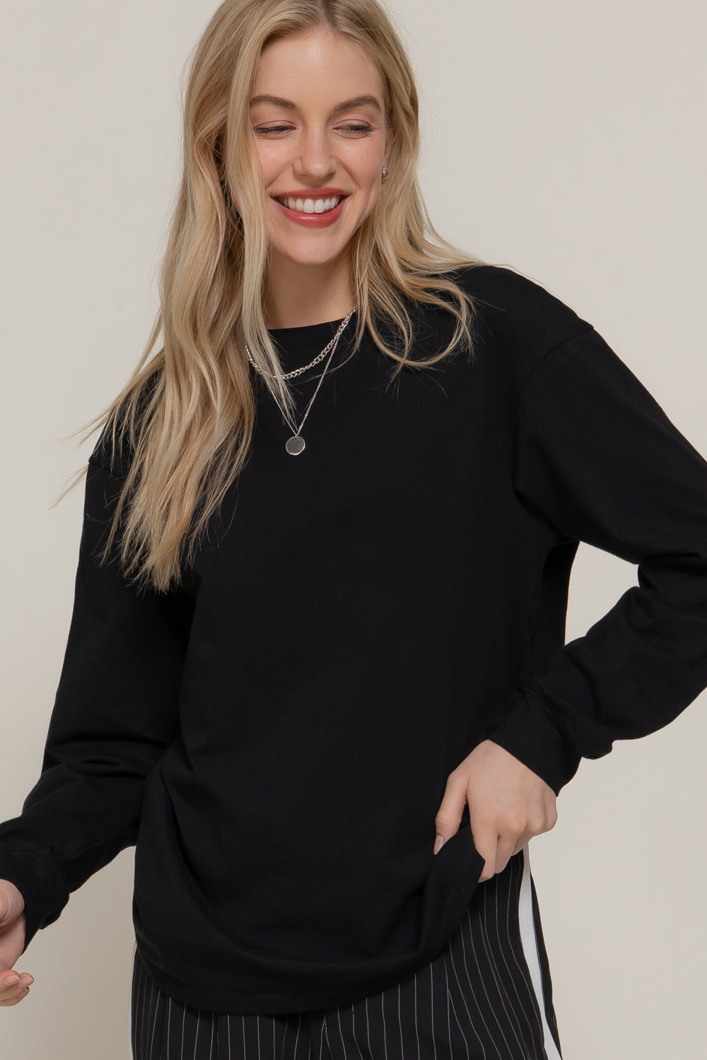 Blusa Básica Blanca Manga Larga