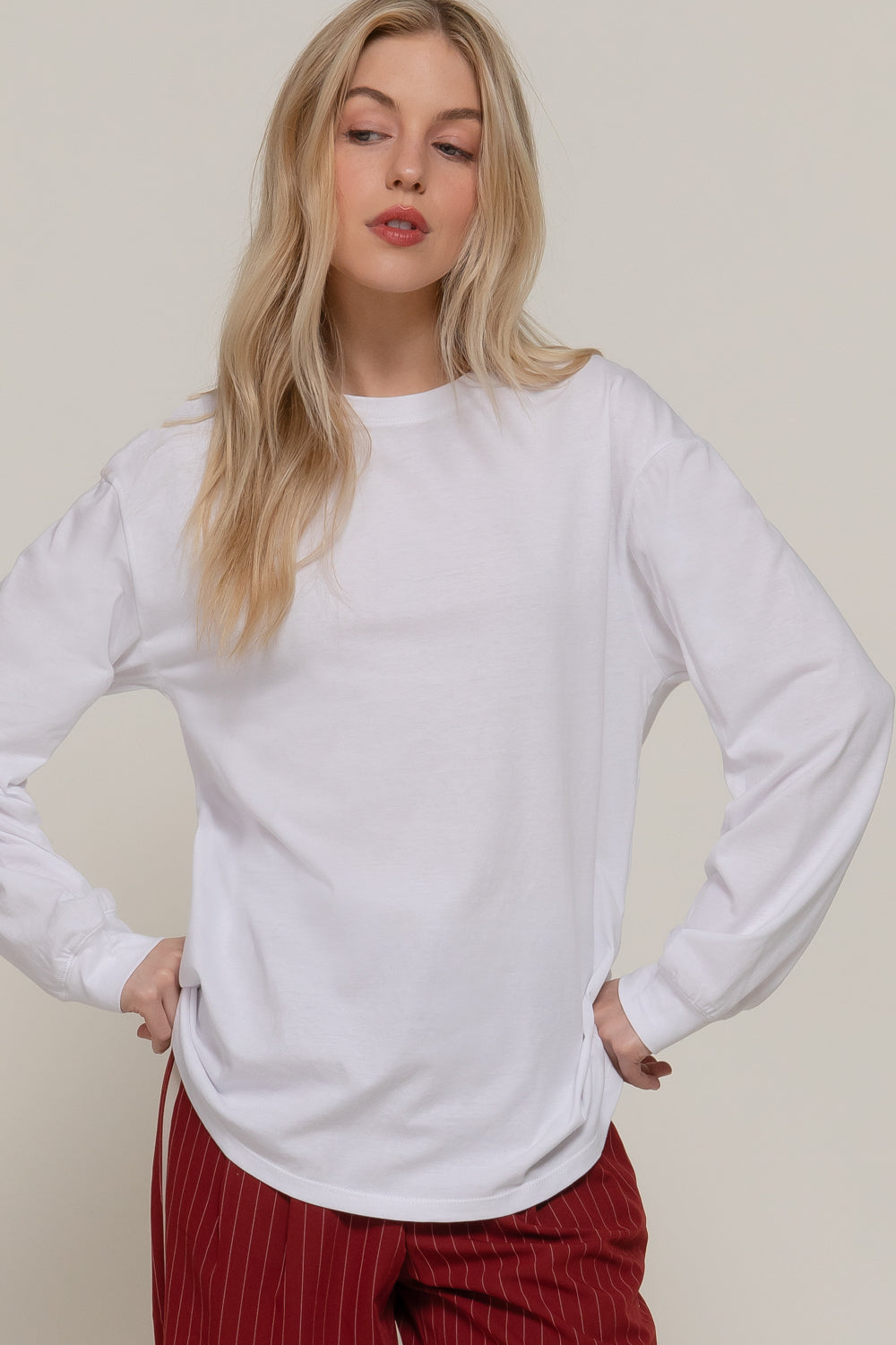 Blusa Básica Blanca Manga Larga