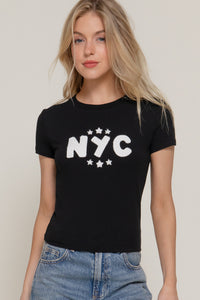 T-Shirt Casual NYC con Estampado de Estrellas