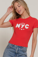 T-Shirt Casual NYC con Estampado de Estrellas