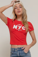 T-Shirt Casual NYC con Estampado de Estrellas