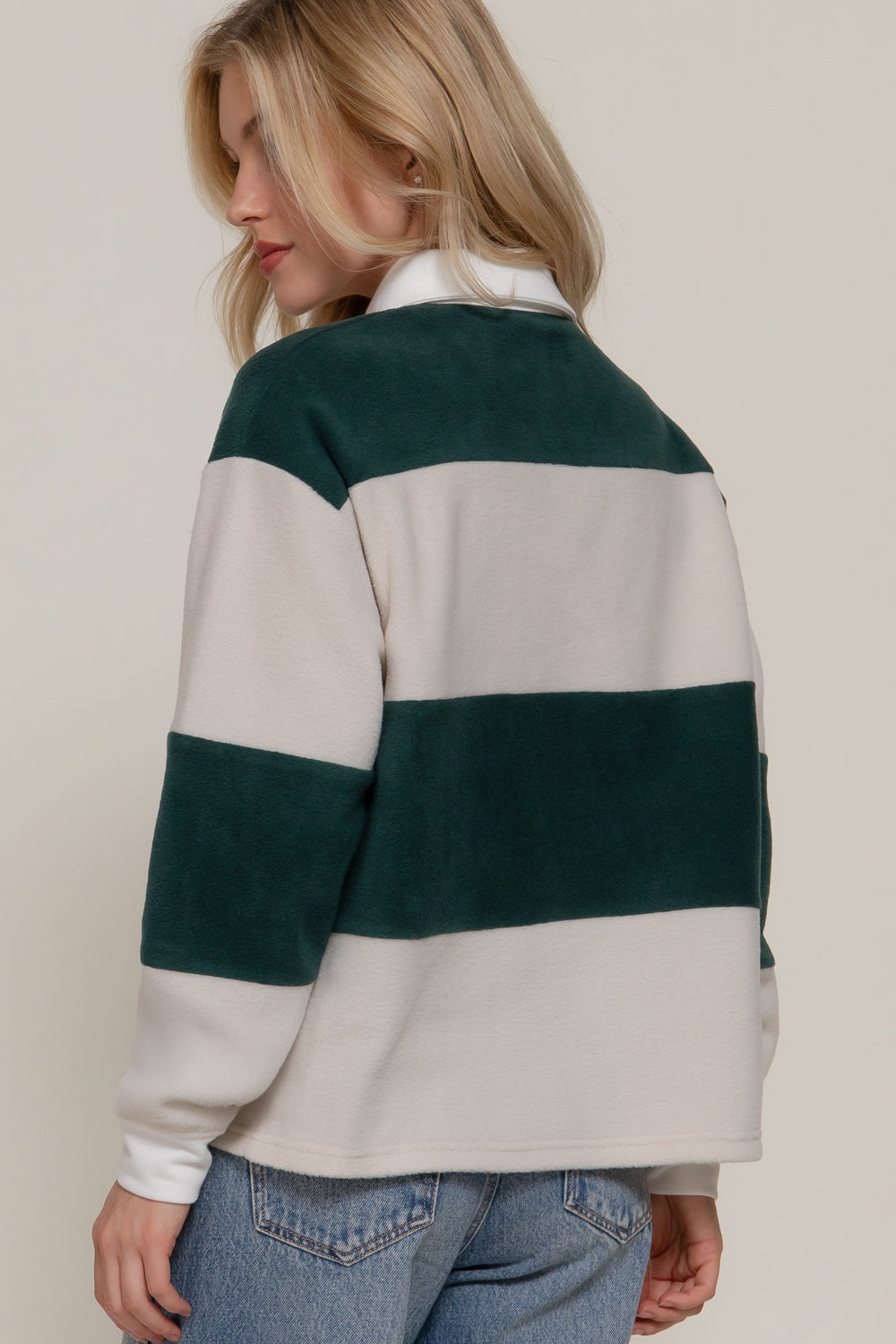 Blusa tipo polo de franela con rayas anchas