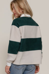 Blusa tipo polo de franela con rayas anchas