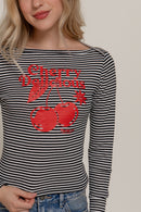 Blusa de rayas con cerezas