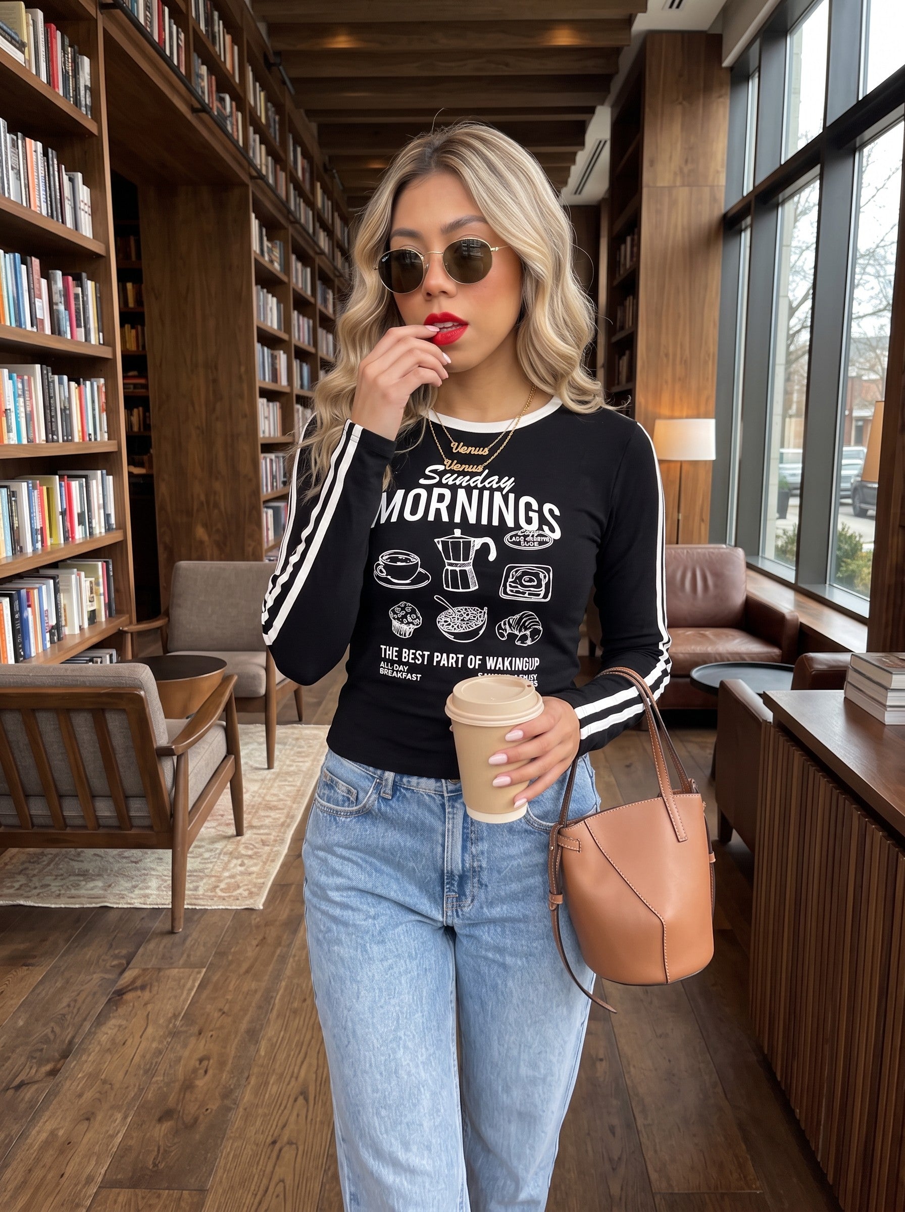Blusa estampada manga larga