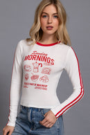 playera blanca mornings estampado rojo