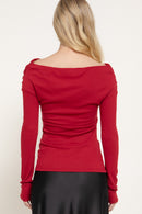 Blusa hombro asimétrico drapeada