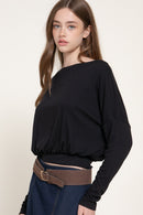 Blusa canalé cuello V con botones