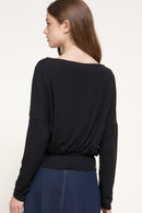 Blusa canalé cuello V con botones