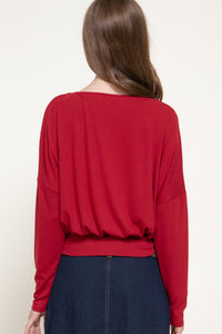 Blusa canalé cuello V con botones