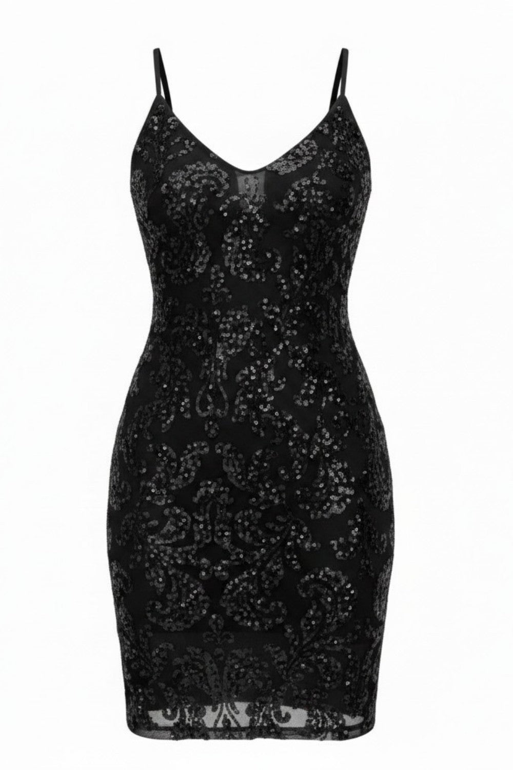 Vestido corto de lentejuelas con tirantes