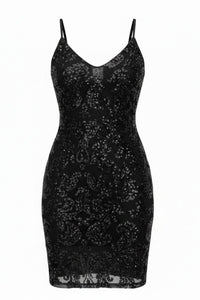 Vestido corto de lentejuelas con tirantes