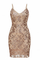 Vestido corto de lentejuelas con tirantes