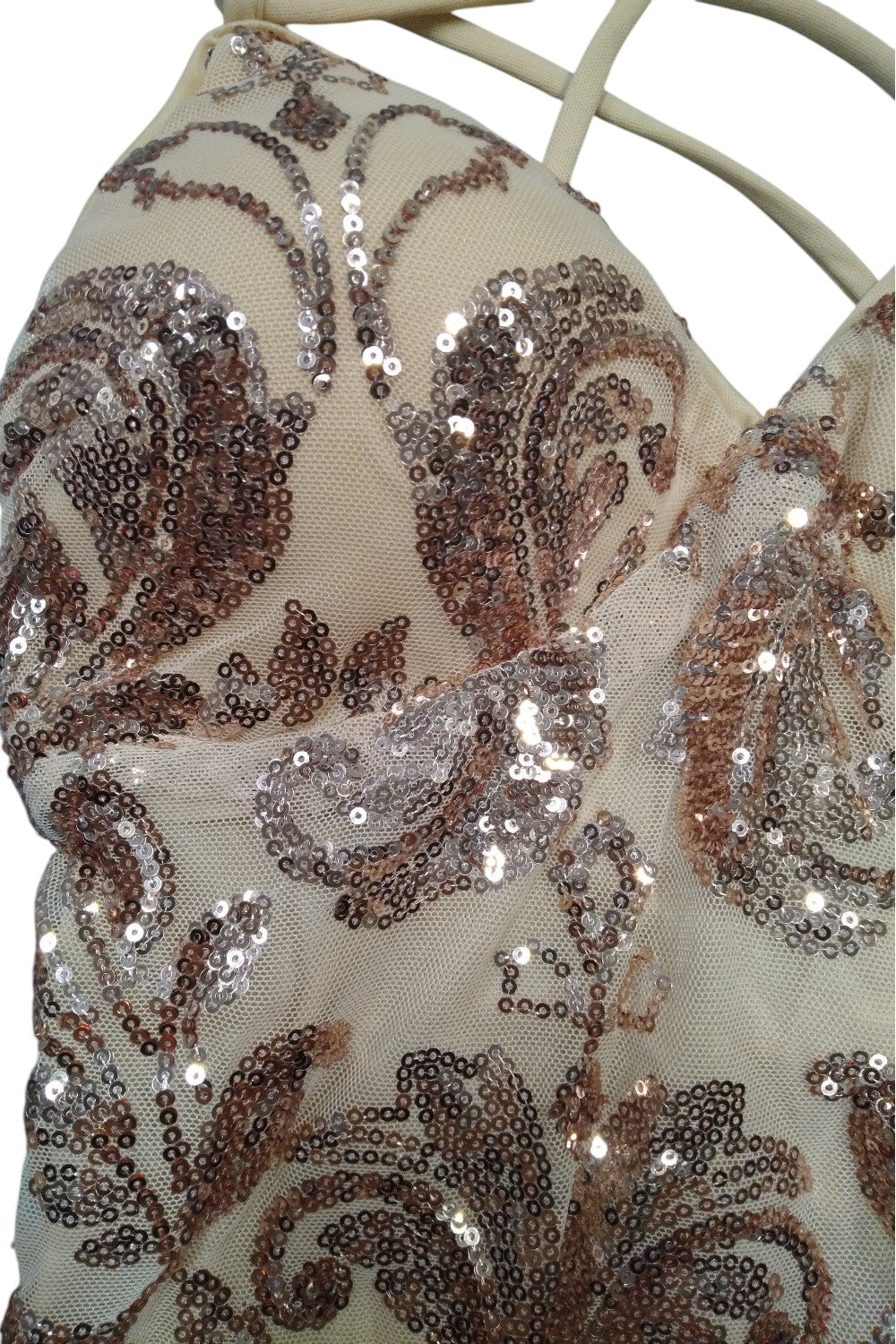 Vestido corto de lentejuelas con tirantes